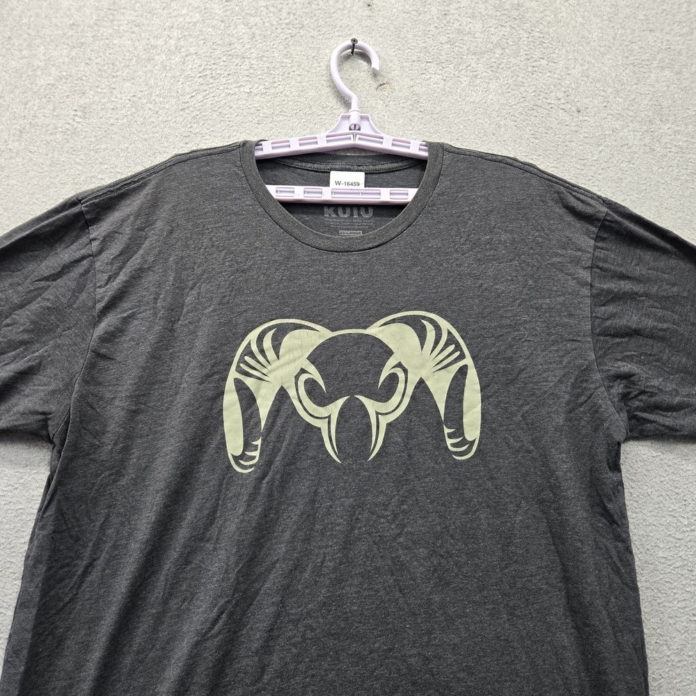 KUIU Men Shirt 2L Gray Ram Logo Graphic Print Short Sleeve Crew Neck Pullover - Picture 5 of 10